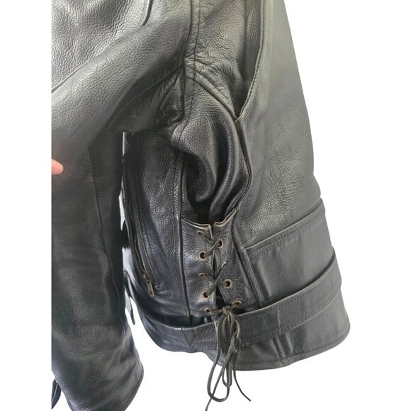 Vintage Perfect Biker Leather Motorcycle Jacket Mens Size M/L Zip Liner 7 lbs - Picture 8 of 14